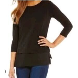 Ivanka Trump “Eve” Style #I7JTM489 Navy Blue Boat Neck Blouse – Medium